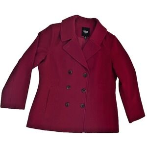 London Fog Red Wool Blend Peacoat XL Double Breasted Classic Preppy Posh Chic